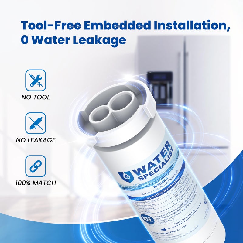 Waterspecialist فلتر مياه بديل Waterspecialist XWF لـ GEÂ® XWF، معتمد من NSF، 3 فلاتر (ليس XWFEÂ®) - Image 5